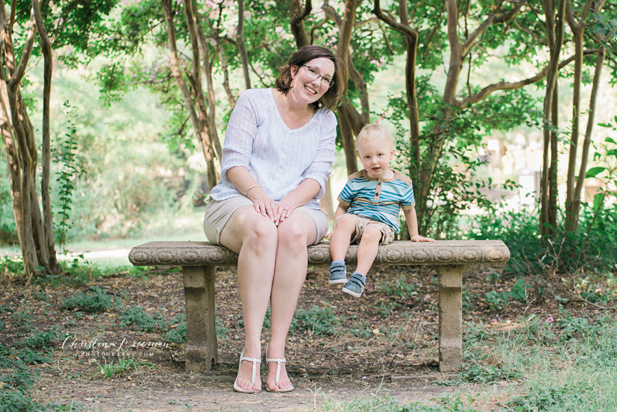 Glenview and Northbrook Family Photographer | Christina Freeman Photography | Mother and Son sitting on bench