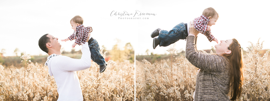 Baby boy having fun with mom and dad. Family Photographer Christina Freeman Photography serving Northbrook, Glenview and Evanston