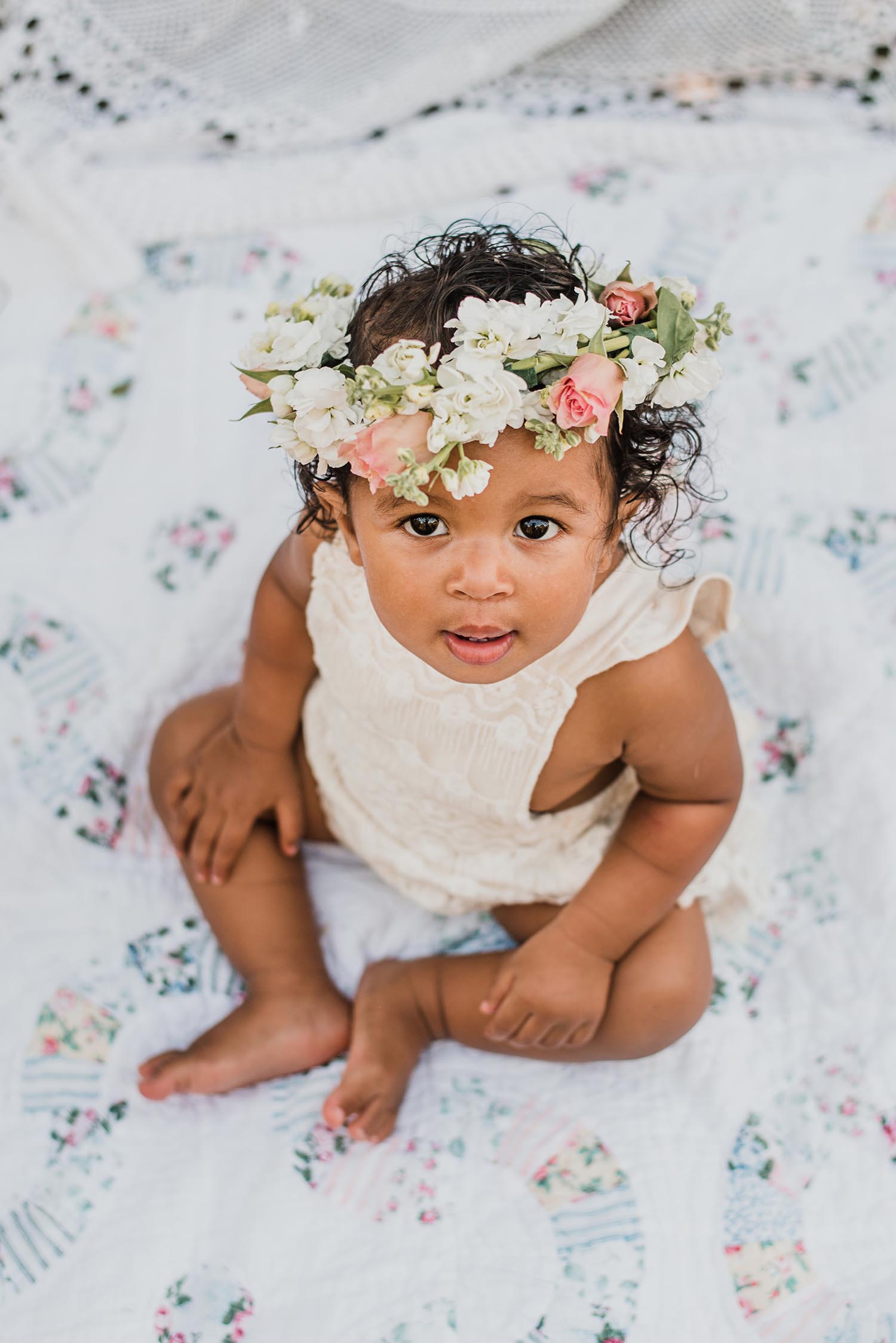Plano TX Photographer | Cute Lace Baby Romper | © Christina Freeman Photography